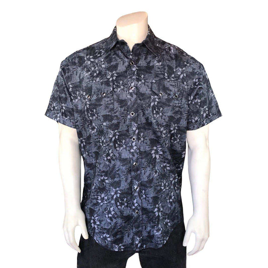Rockmount Clothing Mens Black Floral Print Short Sleeve Western Shirt - Rockmount Clothing - Flyclothing LLC