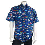 Men’s Retro Campers Print Short Sleeve Western Shirt in Navy - Rockmount Clothing - Flyclothing LLC