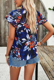 Printed Ruffled Mock Neck Blouse - Trendsi - Flyclothing LLC
