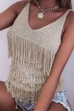Fringe V-Neck Knit Tank - Trendsi - Flyclothing LLC