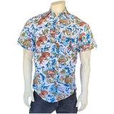 Rockmount Clothing Mens Blue Western Hawaiian Print Short Sleeve Shirt - Rockmount Clothing - Flyclothing LLC