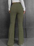Ribbed High Waist Bootcut Pants - Trendsi - Flyclothing LLC