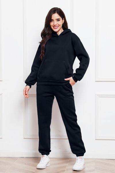 Drop Shoulder Long Sleeve Hoodie and Pants Set - Trendsi - Flyclothing LLC