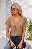 Decorative Button Scoop Neck T-Shirt - Trendsi - Flyclothing LLC