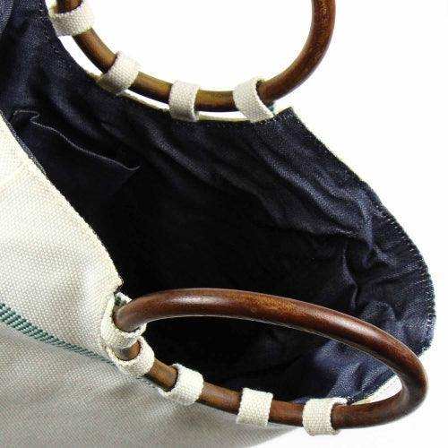 Firehose Wood Handled White Bag - Beaurer Creations - Flyclothing LLC