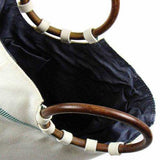 Firehose Wood Handled White Bag - Beaurer Creations - Flyclothing LLC