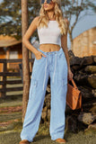 Loose Fit Drawstring Jeans with Pocket - Trendsi - Flyclothing LLC