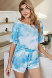 Tie-Dye Boat Neck Top and Shorts Lounge Set - Trendsi - Flyclothing LLC