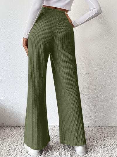 Ribbed High Waist Pants - Trendsi - Flyclothing LLC