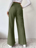 Ribbed High Waist Pants - Trendsi - Flyclothing LLC