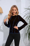Ribbed Round Neck Long Sleeve Blouse - Trendsi - Flyclothing LLC
