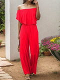 Off-Shoulder Wide Leg Jumpsuit - Trendsi - Flyclothing LLC