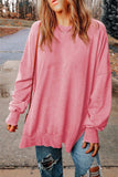 Dropped Shoulder Round Neck Long Sleeve Blouse - Trendsi - Flyclothing LLC