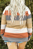 Plus Size Striped Slit Long Sleeve T-Shirt - Trendsi - Flyclothing LLC
