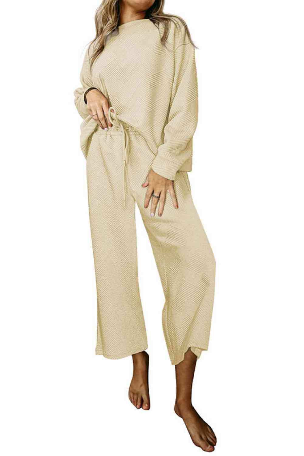 Dropped Shoulder Top and Pants Set - Trendsi - Flyclothing LLC
