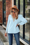 V-Neck Lace Detail Long Sleeve Top - Trendsi - Flyclothing LLC