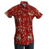 Women’s Vintage Bronc Print Short Sleeve Red Western Shirt - Rockmount Clothing - Flyclothing LLC
