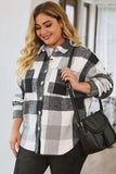 Plus Size Plaid Button Up Collared Neck Jacket - Trendsi - Flyclothing LLC