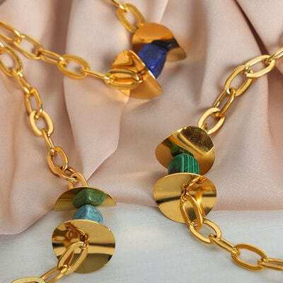 Natural Stone Pendant Titanium Steel Necklace - Trendsi - Flyclothing LLC