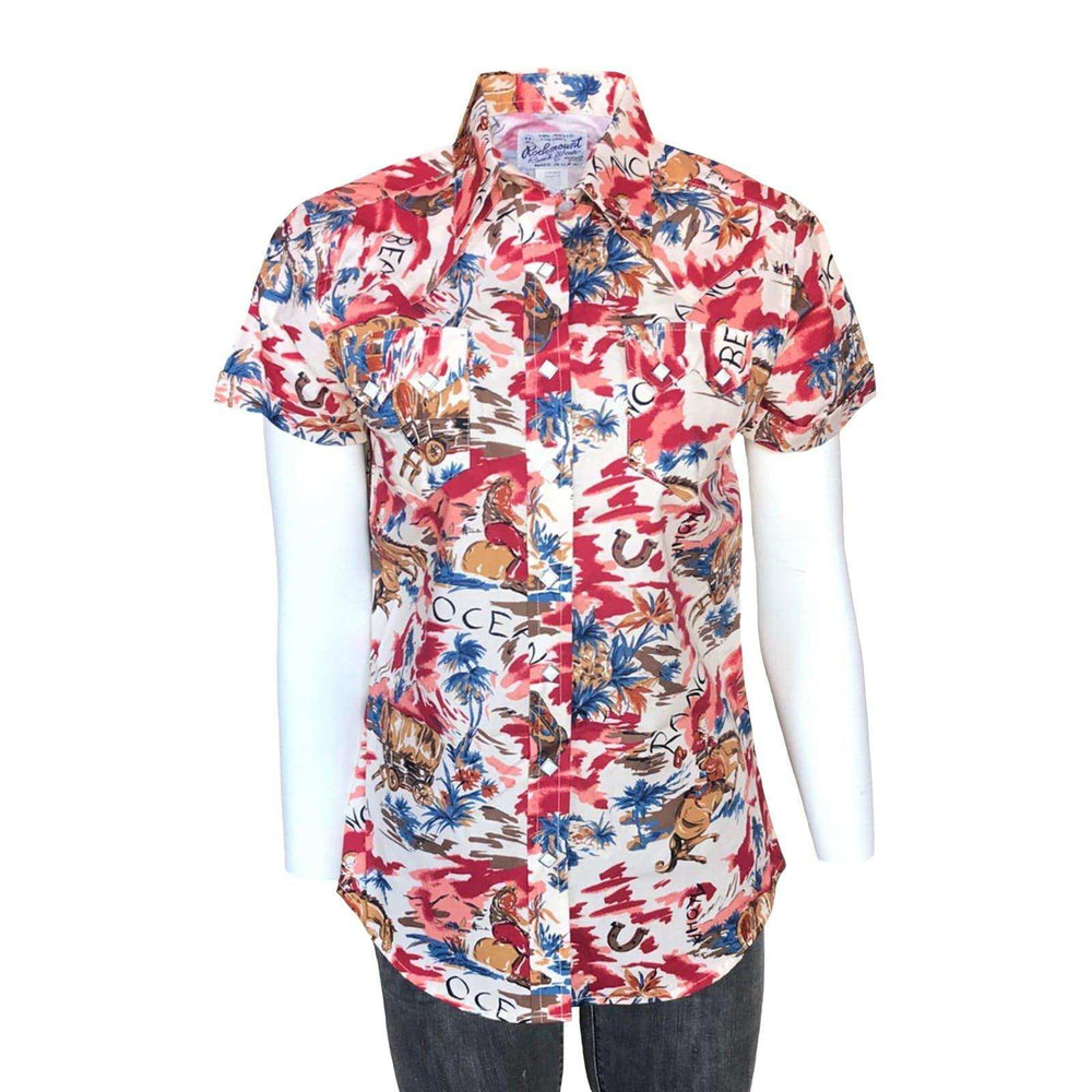 Rockmount Clothing Womens Red Western Hawaiian Print Short Sleeve Shirt - Rockmount Clothing - Flyclothing LLC
