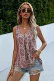 Printed Slit Scoop Neck Tank - Trendsi - Flyclothing LLC