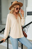 V-Neck Long Sleeve Blouse - Trendsi - Flyclothing LLC