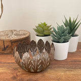 Decorative Drum Art Bowl or Votive, Mango Leaf - Haitian Artisans - Flyclothing LLC