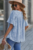 Round Neck Puff Sleeve Blouse - Trendsi - Flyclothing LLC