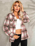 Plaid Button Down Collared Jacket - Trendsi - Flyclothing LLC