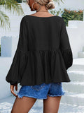 Puff Sleeve Babydoll Blouse - Trendsi - Flyclothing LLC