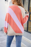 Color Block Ribbed Round Neck Sweater - Trendsi - Flyclothing LLC
