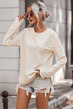 Checkered Round Neck Long Sleeve T-Shirt - Trendsi - Flyclothing LLC