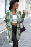 Plaid Dropped Shoulder Cardigan with Pocket - Trendsi - Flyclothing LLC
