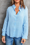 Textured Button Front Curved Hem Shirt - Trendsi - Flyclothing LLC