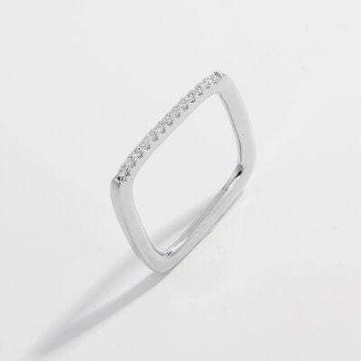 925 Sterling Silver Zircon Square Ring - Trendsi - Flyclothing LLC