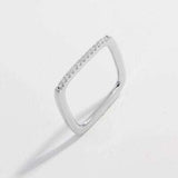 925 Sterling Silver Zircon Square Ring - Trendsi - Flyclothing LLC