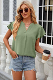 Notched Cap Sleeve T-Shirt - Trendsi - Flyclothing LLC