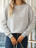 Round Neck Dropped Shoulder Sweatshirt - Trendsi - Flyclothing LLC