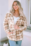 Plaid Collared Neck Jacket - Trendsi - Flyclothing LLC