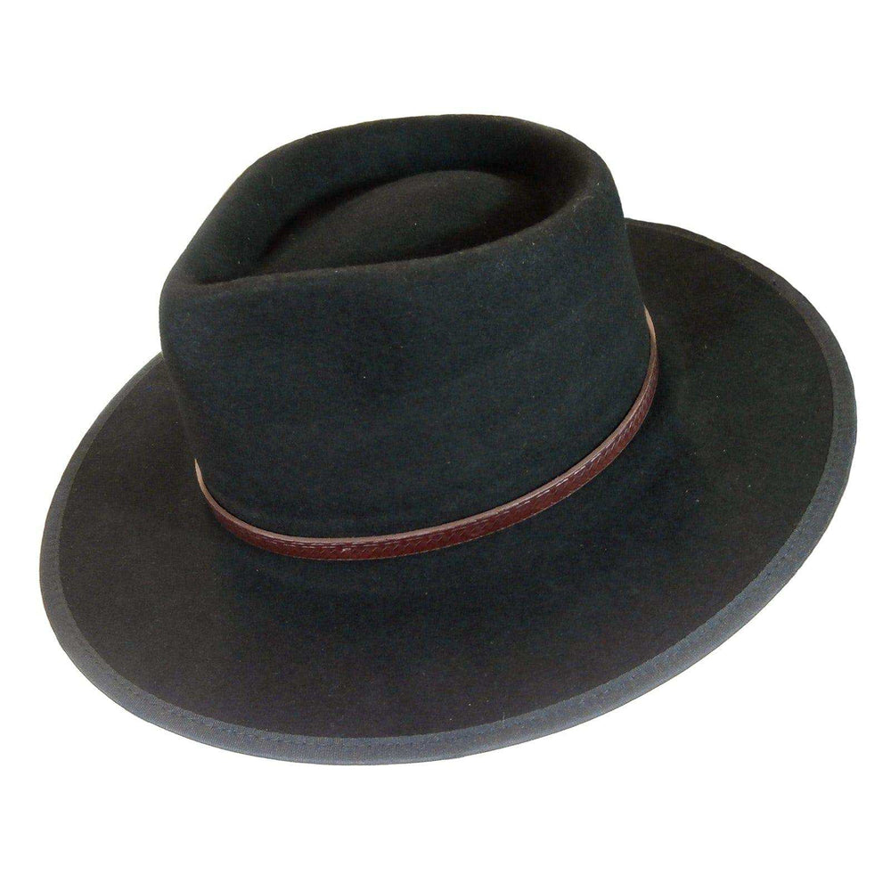Rockmount Clothing Black Wool Felt Safari Hat with Faux Leather Band - Rockmount Clothing - Flyclothing LLC