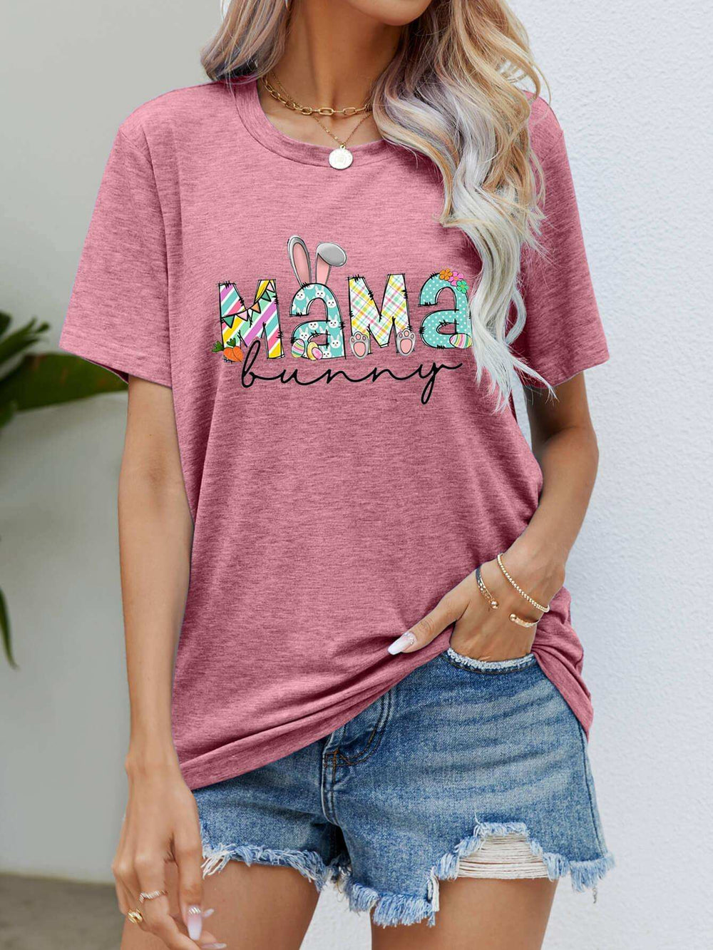 MAMA BUNNY Easter Graphic Tee - Trendsi - Flyclothing LLC