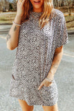 Animal Print Round Neck Tunic Tee with Pockets - Trendsi - Flyclothing LLC