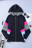 Leopard Color Block Zip-Up Hooded Jacket - Trendsi - Flyclothing LLC