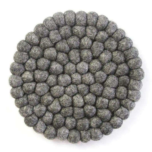 Hand Crafted Felt Ball Coasters from Nepal: 4-pack, Dark Grey - Global Groove (T) - Global Groove - Flyclothing LLC