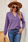 Notched Long Sleeve T-Shirt - Trendsi - Flyclothing LLC