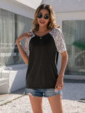 Leopard Round Neck Short Sleeve T-Shirt - Trendsi - Flyclothing LLC