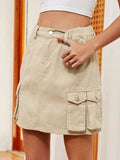 High Waist Denim Skirt - Trendsi - Flyclothing LLC