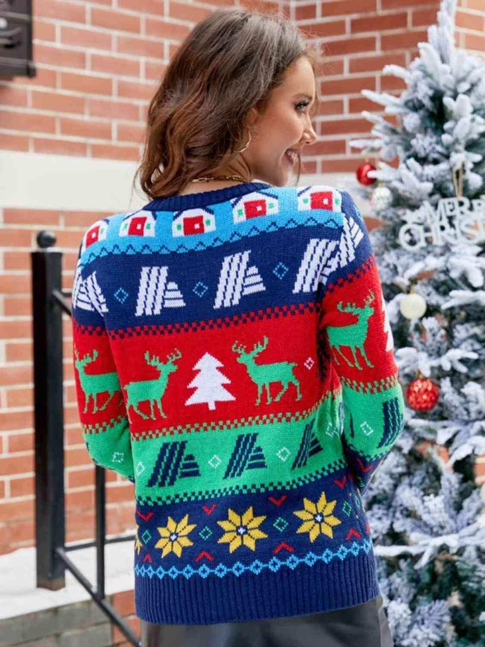 Christmas Round Neck Sweater - Trendsi - Flyclothing LLC