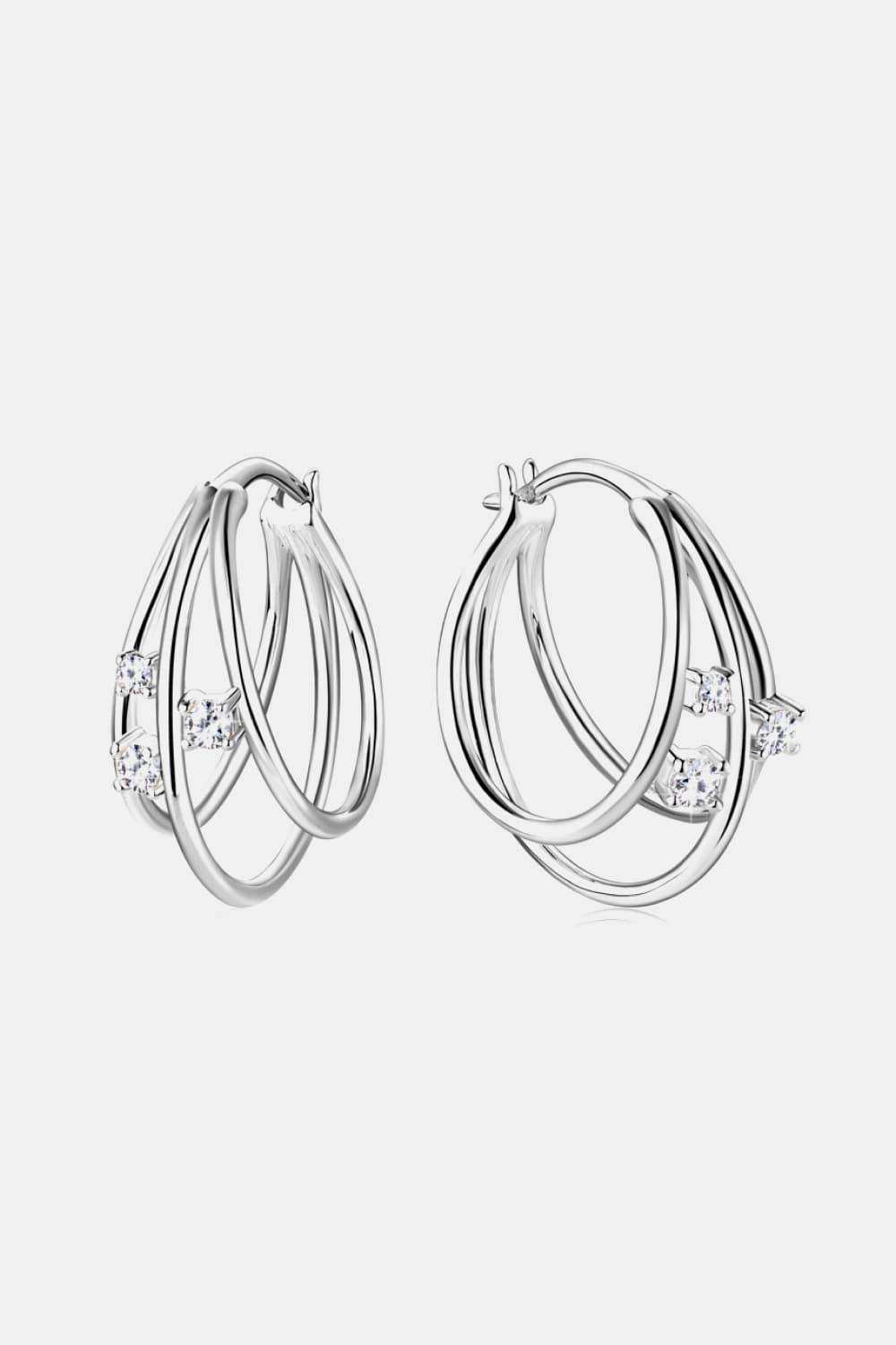 Moissanite 925 Sterling Silver Layered Earrings - Trendsi - Flyclothing LLC