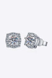 1 Carat Moissanite Geometric Stud Earrings - Trendsi - Flyclothing LLC